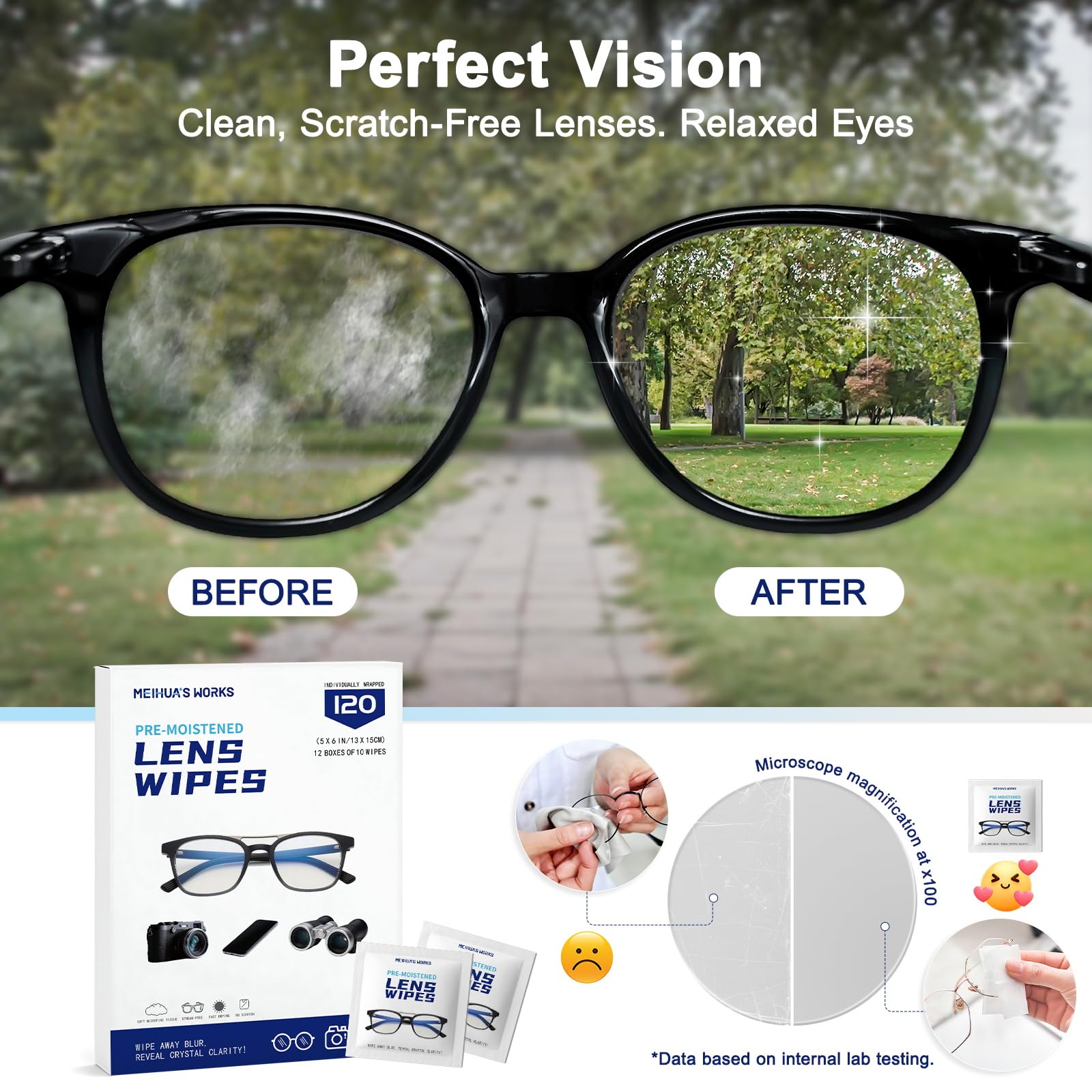 Gentle MEIHUA'S WORKS glasses and phone screen cleaner on surfaces