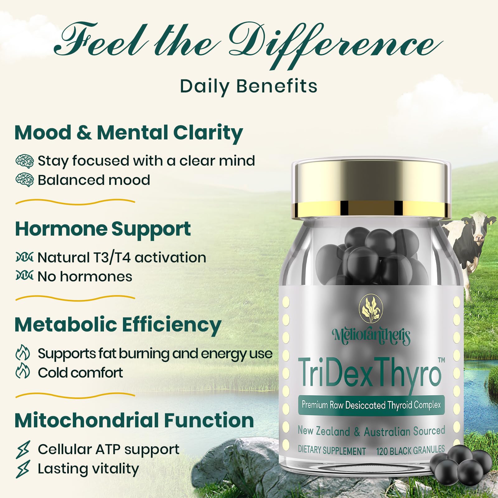 Bovine, porcine, and ovine ingredients used in TriDexThyro from Meliorantheris.
