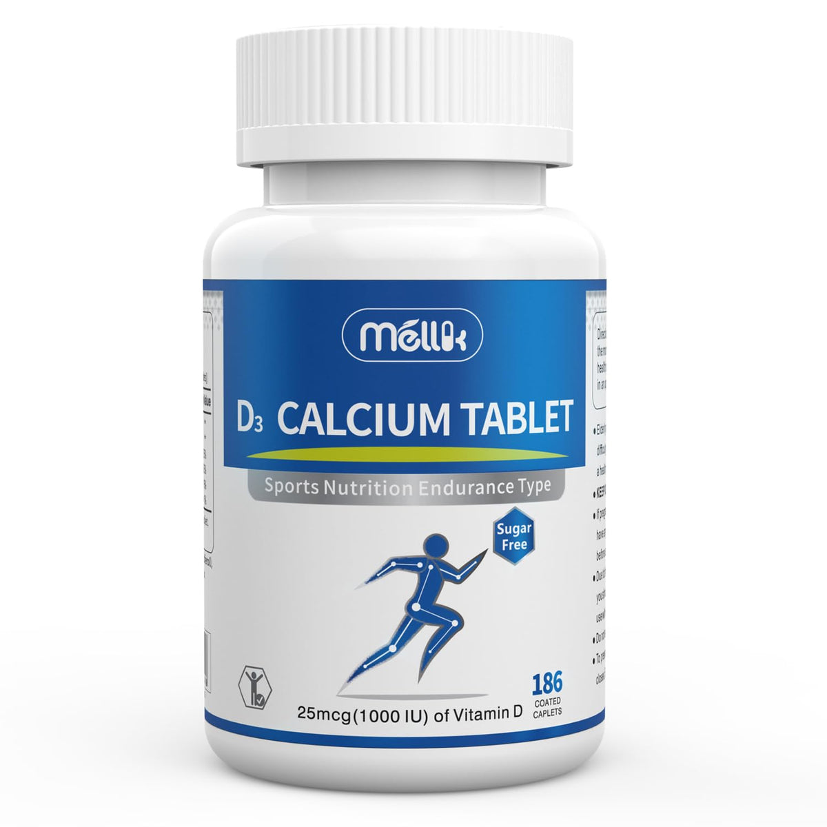 Mellk calcium-d3 tablet in 186-count bottle for bone support.