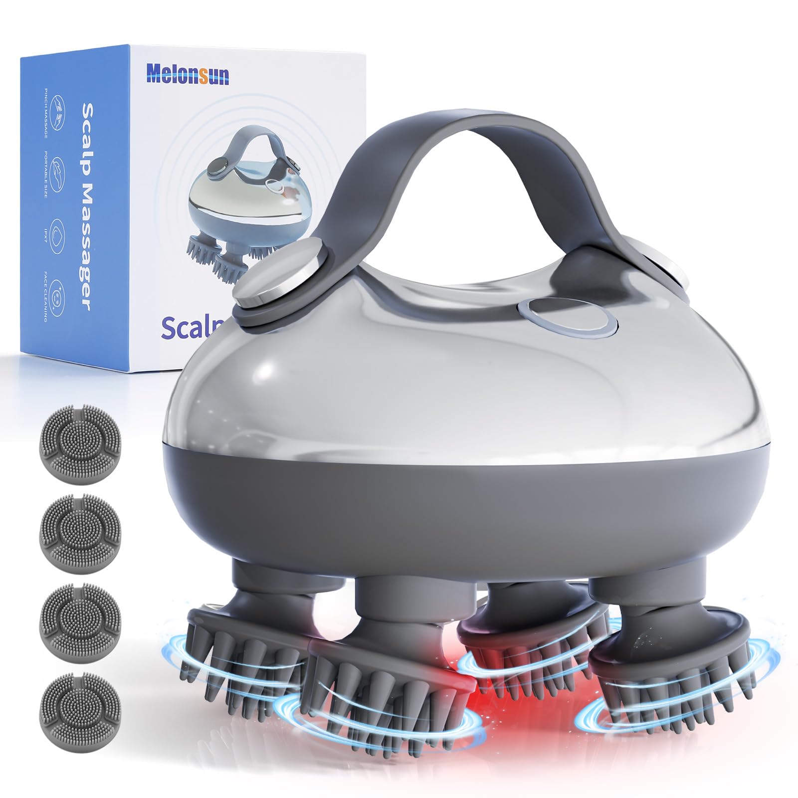 Melonsun portable massager with Type-C charging for on-the-go scalp relief.