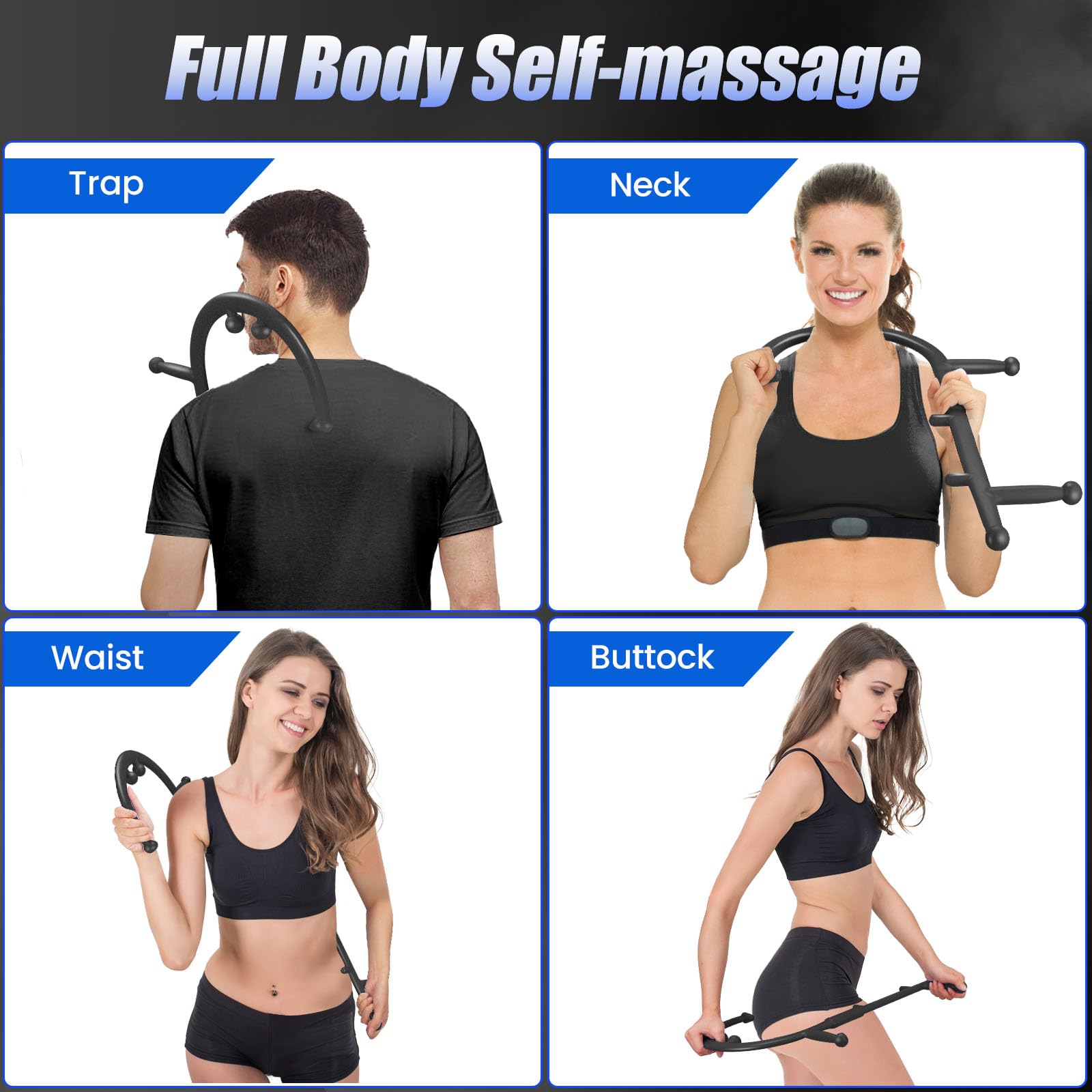 Melonsun Trigger Point Massage Cane round ball focusing on large muscle groups