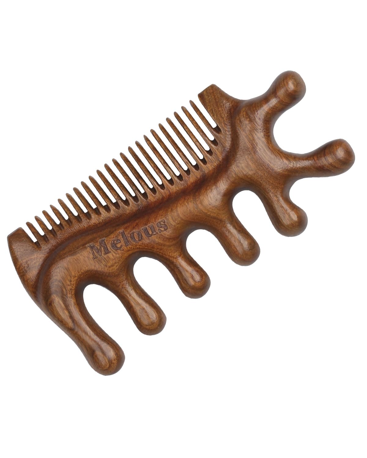 Melous anti-static wood teeth glide smoothly through hair.