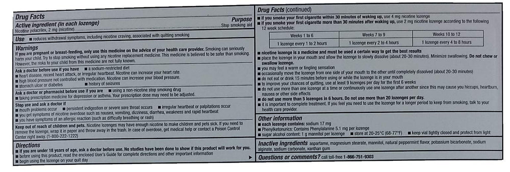 Back of pack shows 216-count supply for extended quit support.