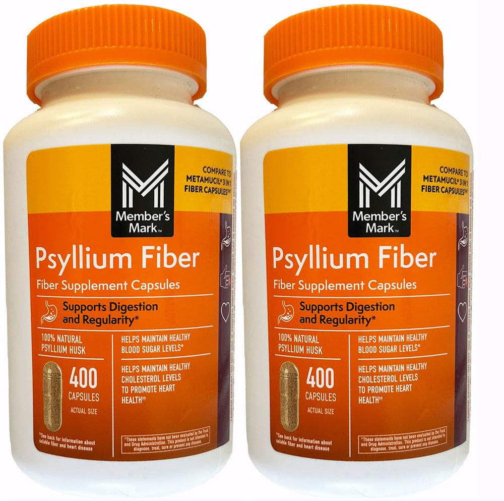 Member's Mark fiber capsules 2Pack bottle shows long-lasting daily fiber support
