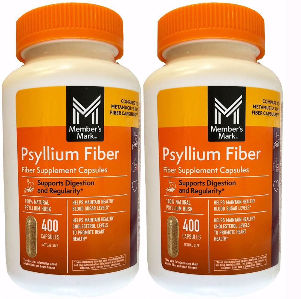 Member's Mark fiber capsules 2Pack bottle shows long-lasting daily fiber support