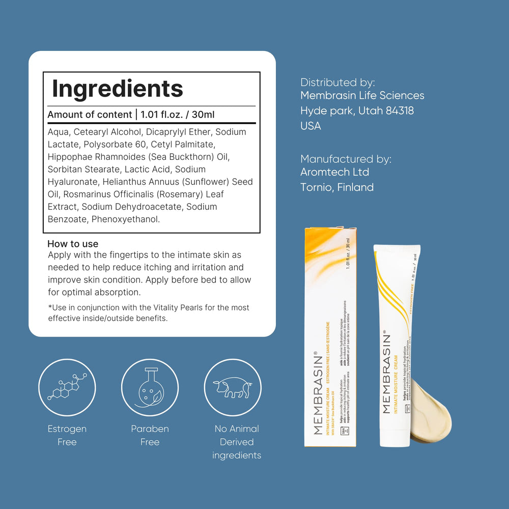 Membrasin logo on label reinforcing trusted feminine care