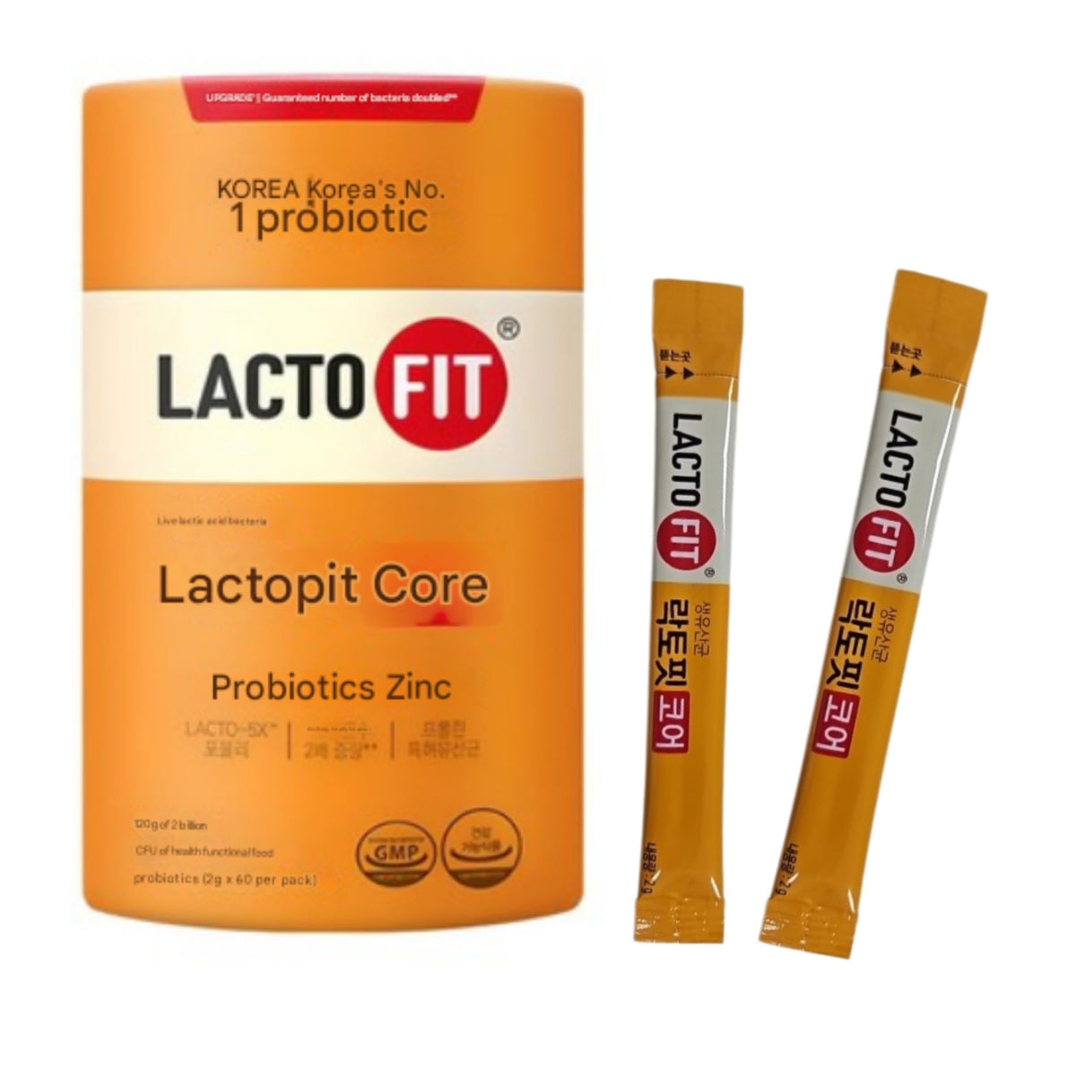 MENBLY Lacto-Fit Core sticks in fruit flavor for easy daily probiotic intake.