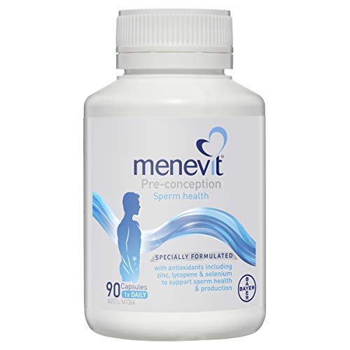 MENEVIT bottle label close-up highlighting ingredients and daily dosage.