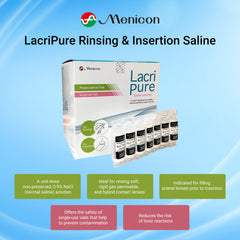 Menicon LacriPure 98 vials pack displayed for convenient daily use.