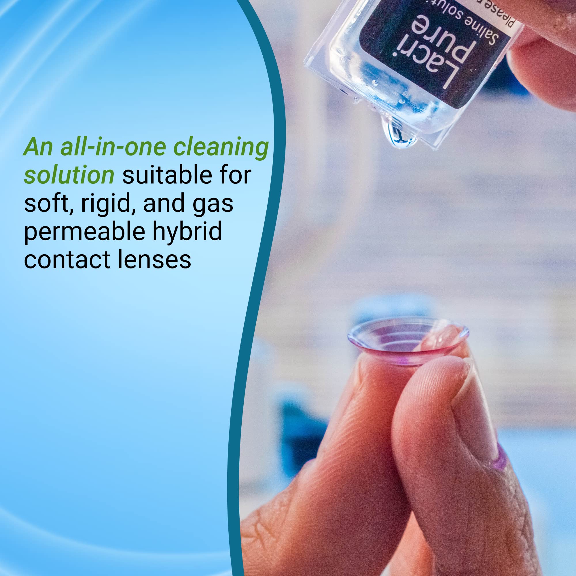 Menicon LacriPure lens rinse action demonstrating quick cleaning before wear.