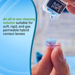 Menicon LacriPure lens rinse action demonstrating quick cleaning before wear.