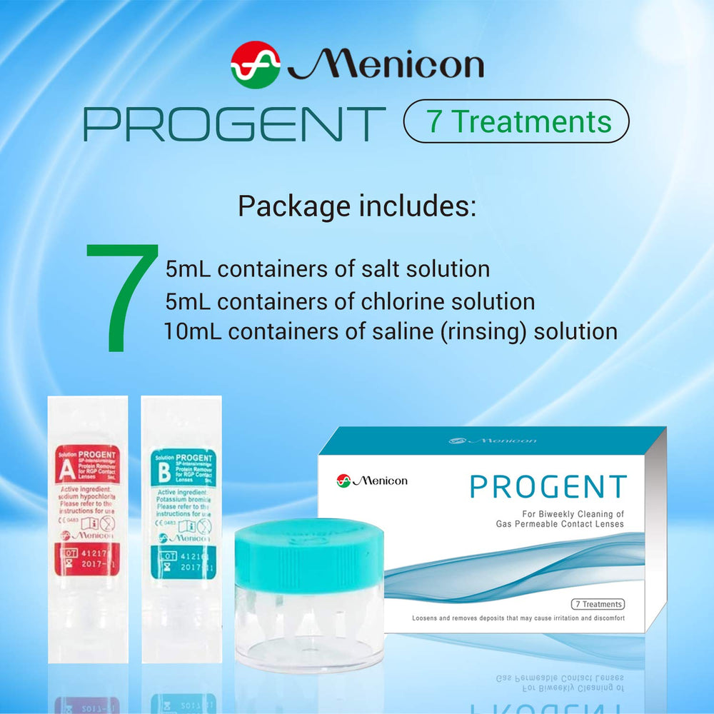 Menicon Progent seven-treatments pack ready for biweekly lens maintenance