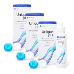 Menicon Unique pH lens solution bottle for RGP care, designed to clean, condition, and disinfect.