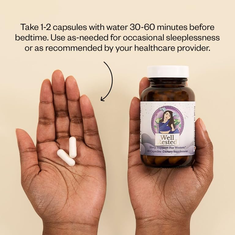 MENOLABS Well Rested bottle beside a glass for easy nightly use.