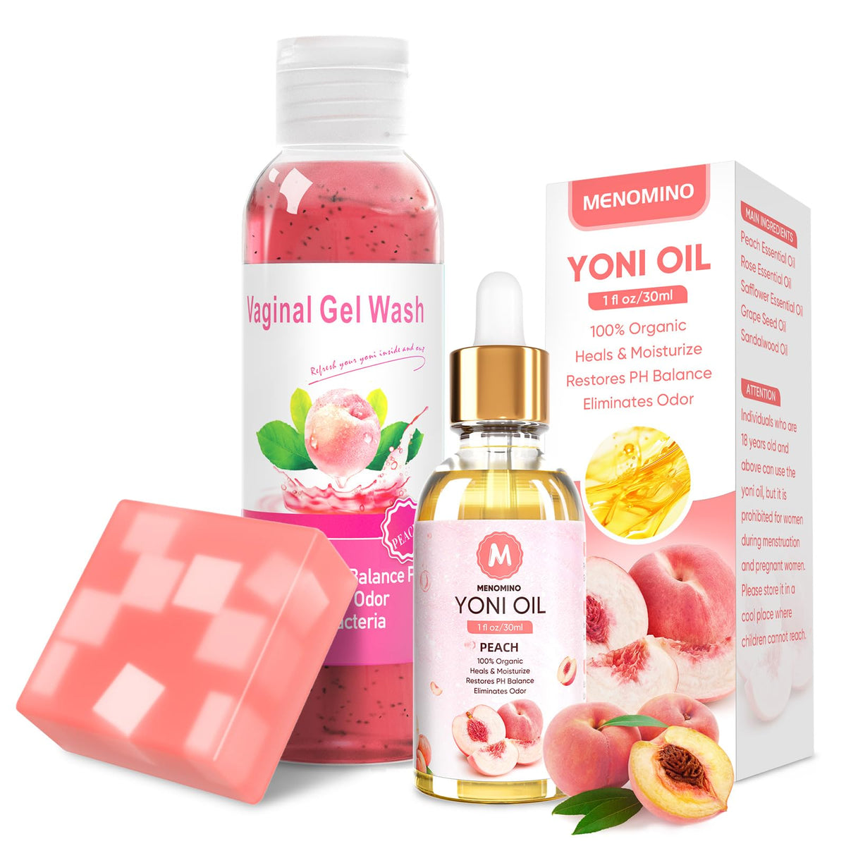 Menomino feminine wash bottle illustrating daily pH-balanced care for intimate skin.