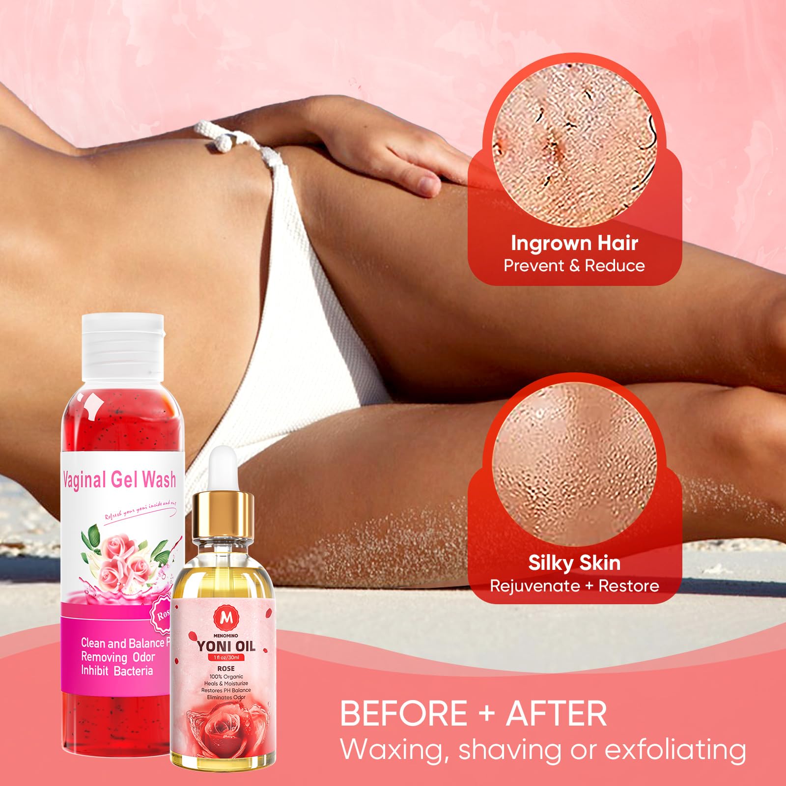 Menomino feminine wash set collection supports balanced pH and gentle care.