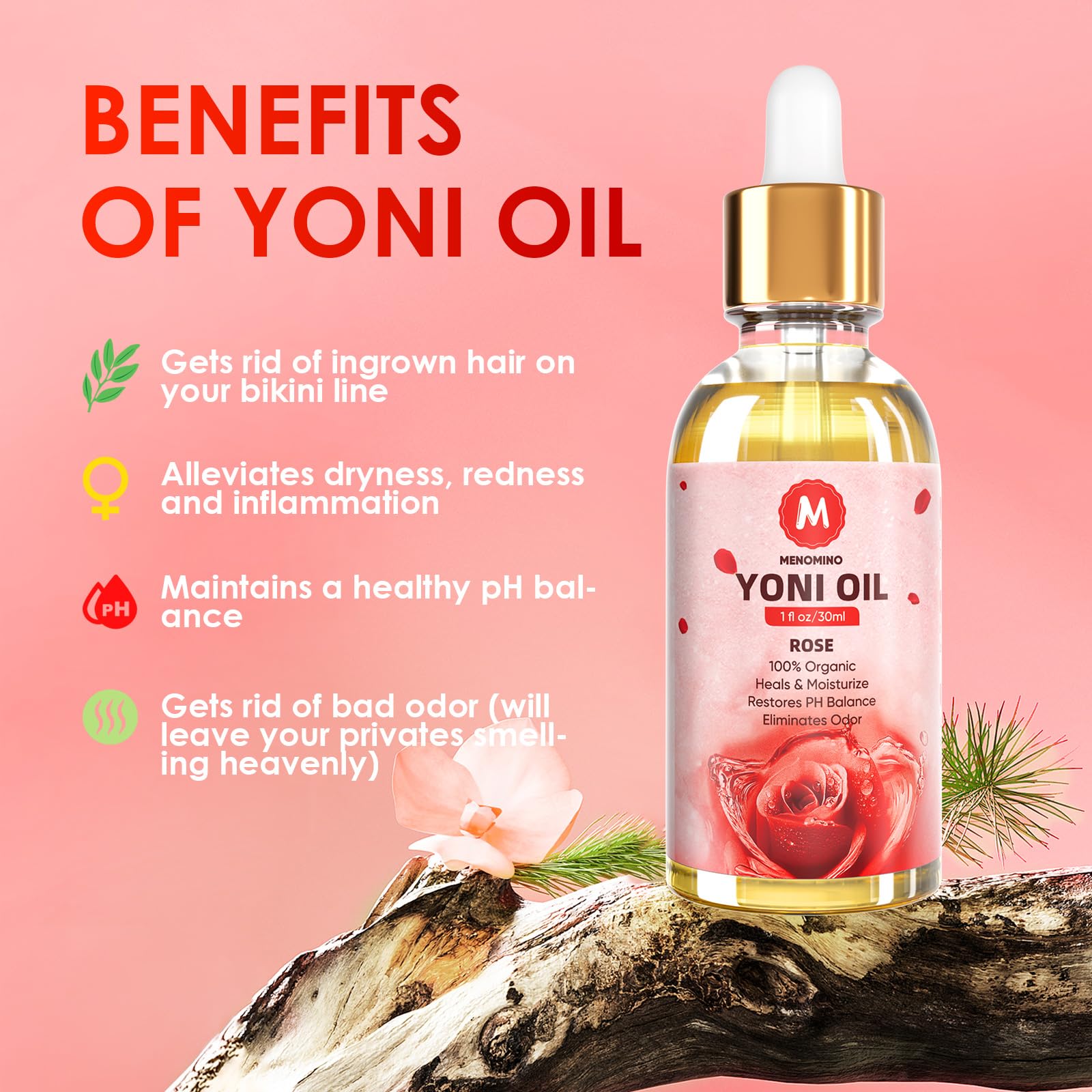 Applying MENOMINO Rose Yoni Oil to skin after bathing