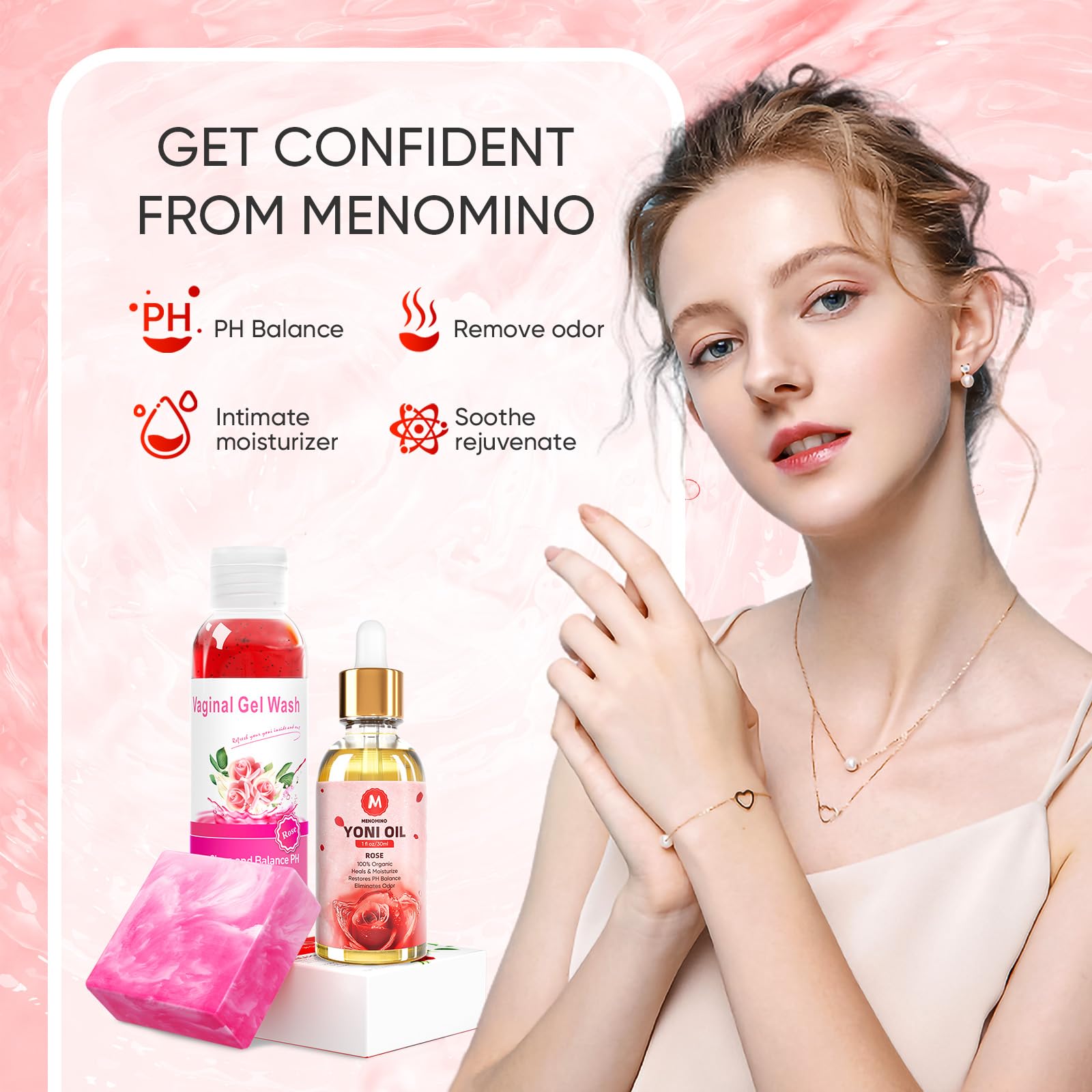Menomino yoni moisturizing oil provides hydration for intimate skin.