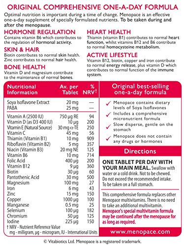 Menopace Original tablets close-up highlighting a compact daily supplement for vitality.