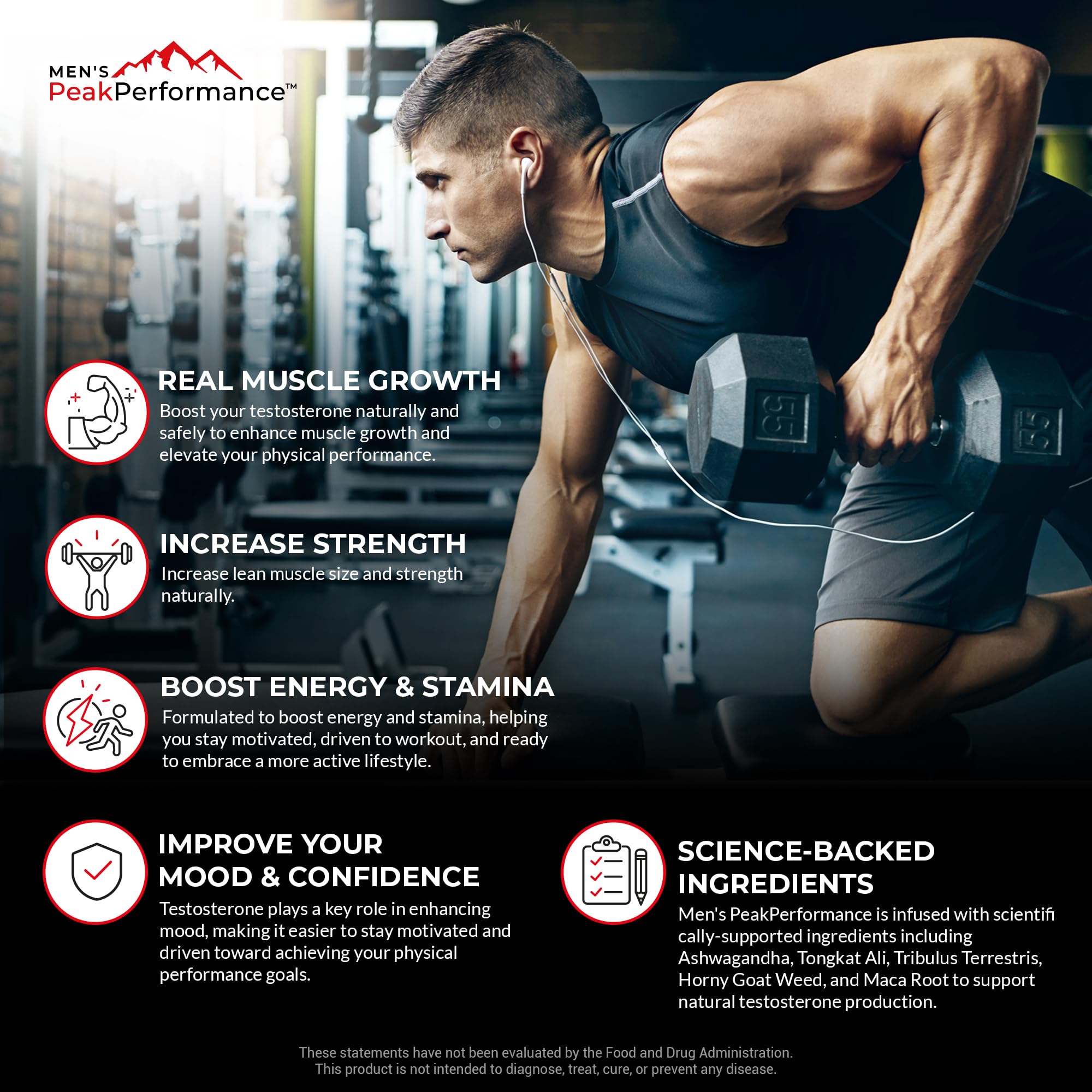 Ashwagandha ingredient visible in MEN'S PeakPerformance formula bottle