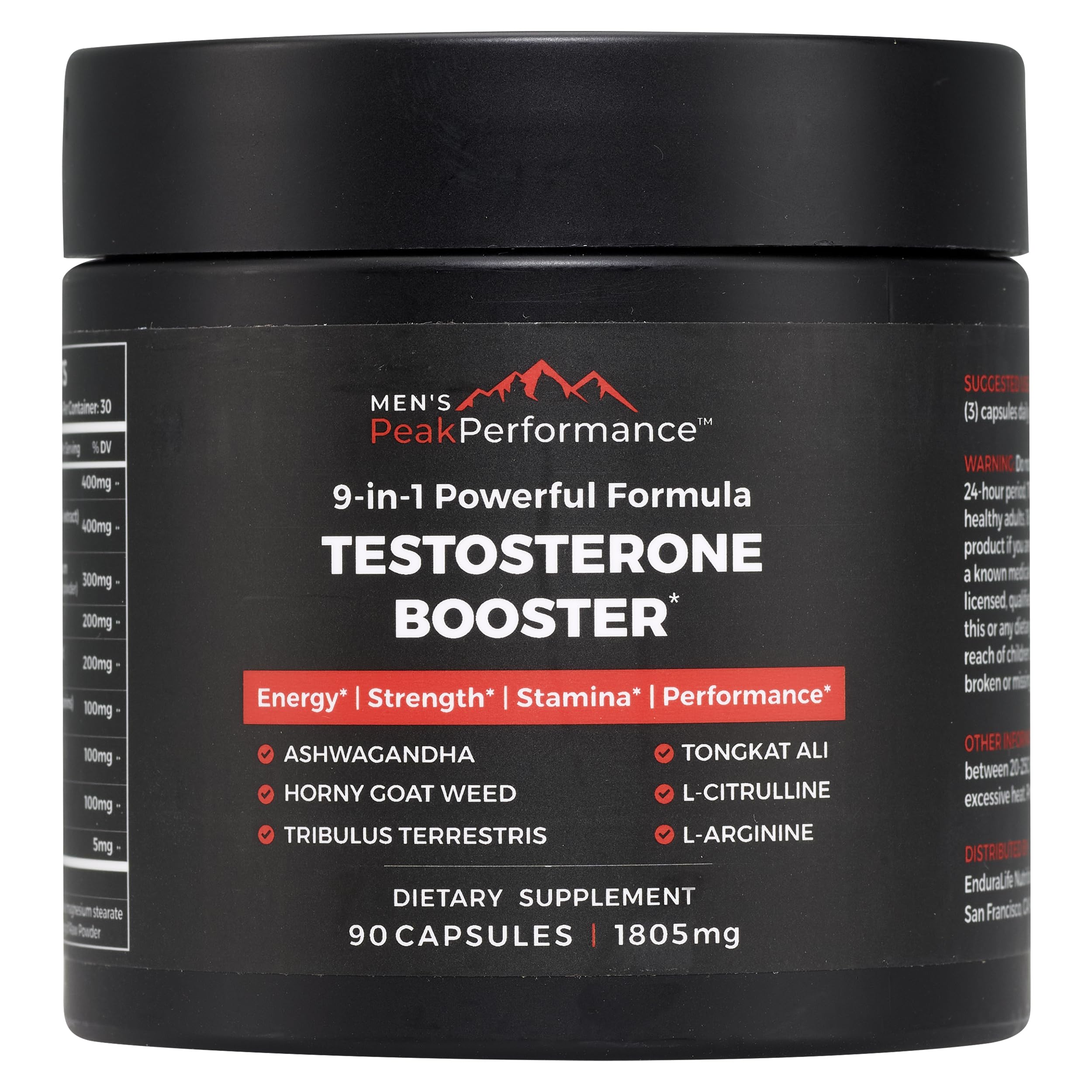 MEN'S PeakPerformance bottle front signaling a complete daily vitality supplement