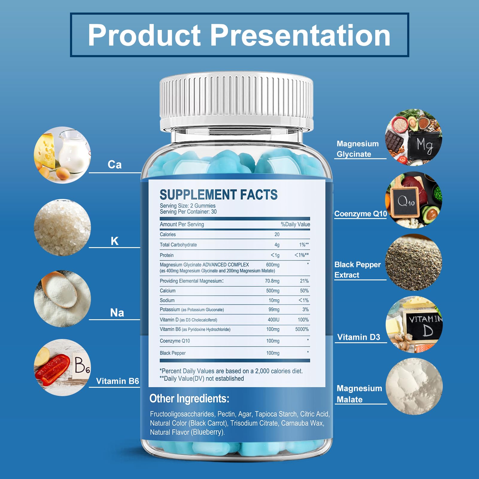 MENXI Magnesium Gummies bottle-back nutrition panel highlighting the magnesium blend.
