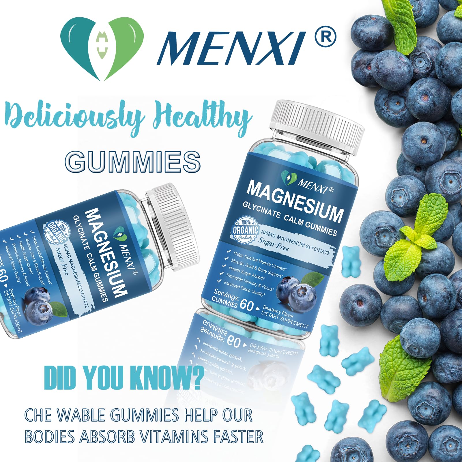 60-count bottle of MENXI Gummies for a convenient 30-day supply.