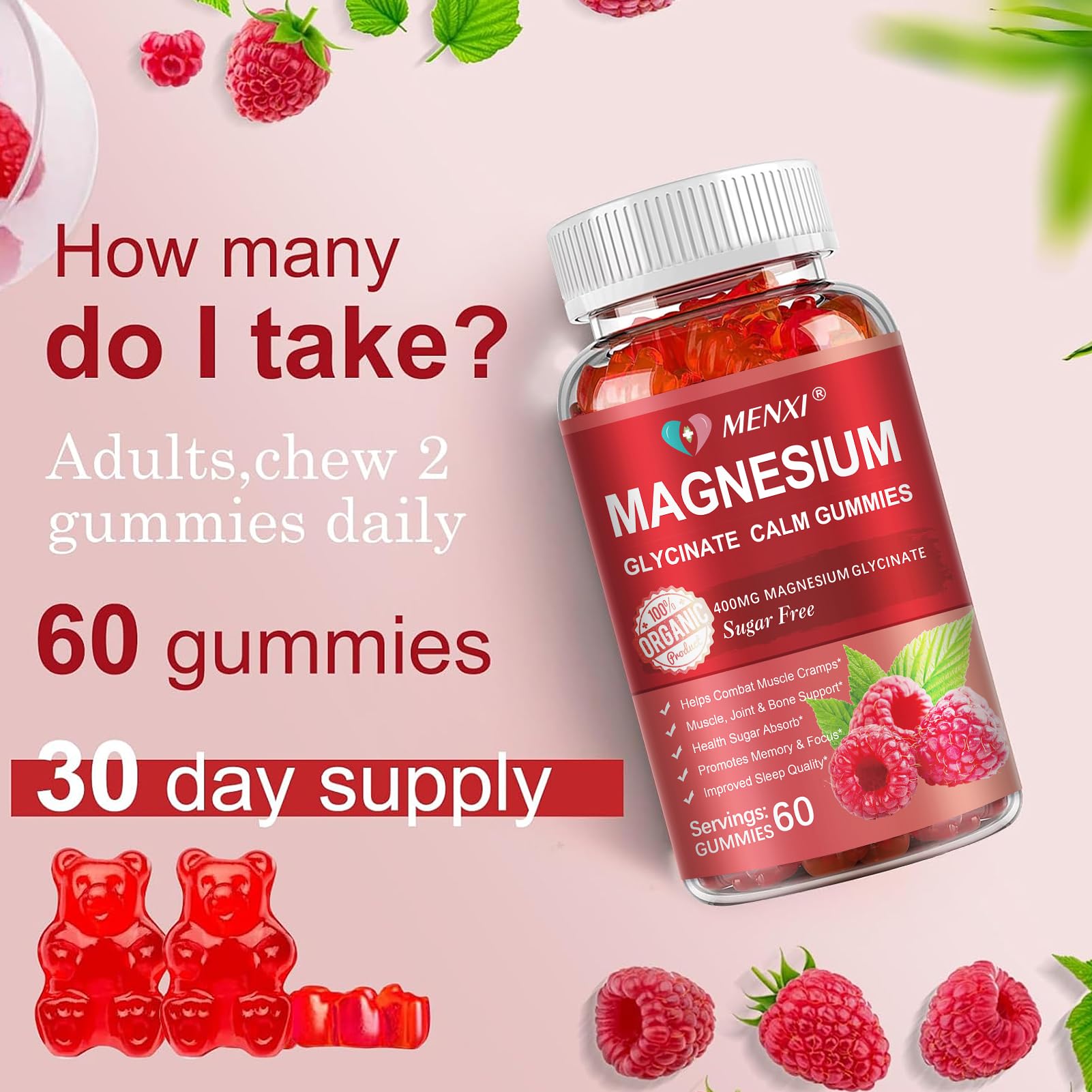 Packaging box shows 120 gummies for a two-month supply.