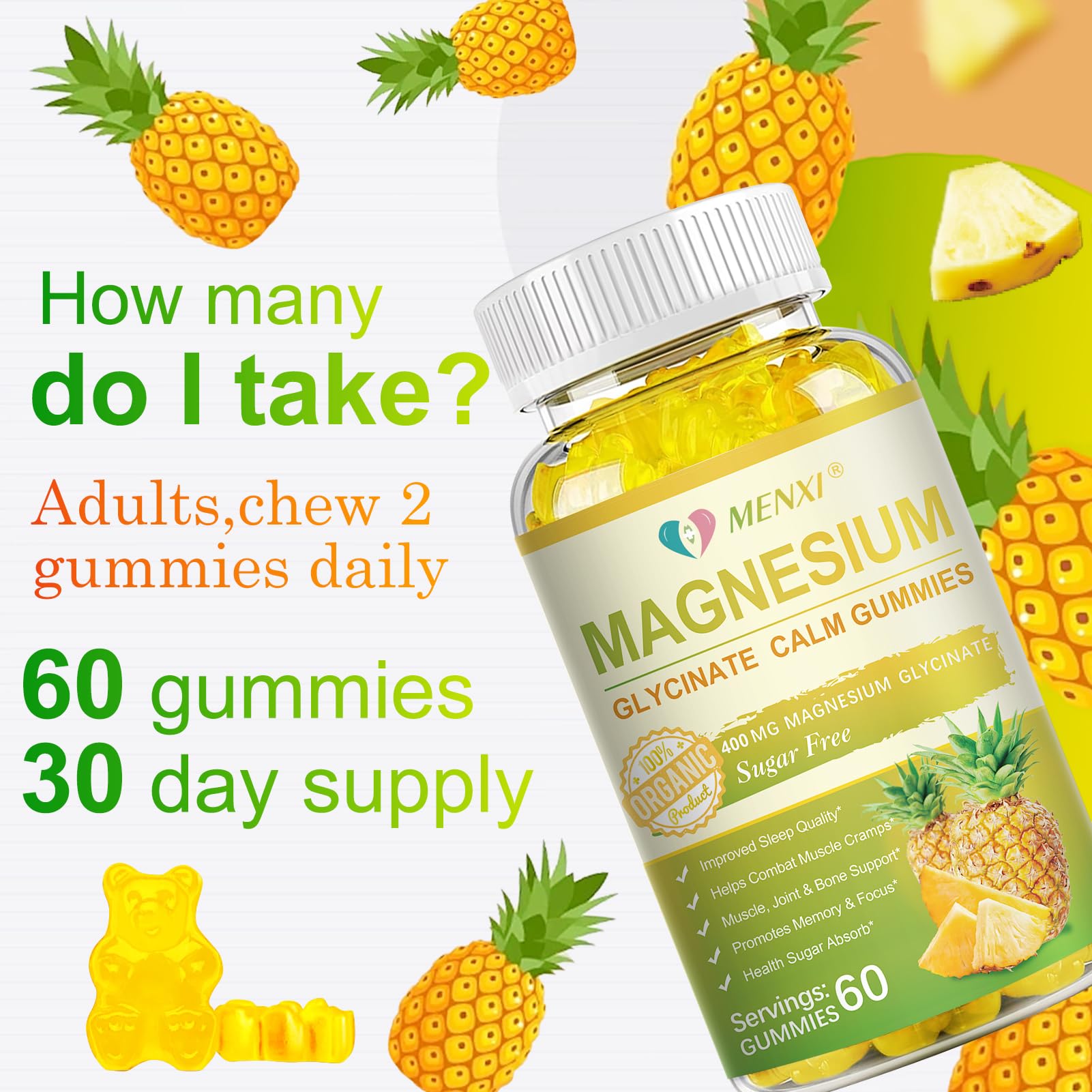 Pineapple flavored gummies closeup showing appealing texture and taste.