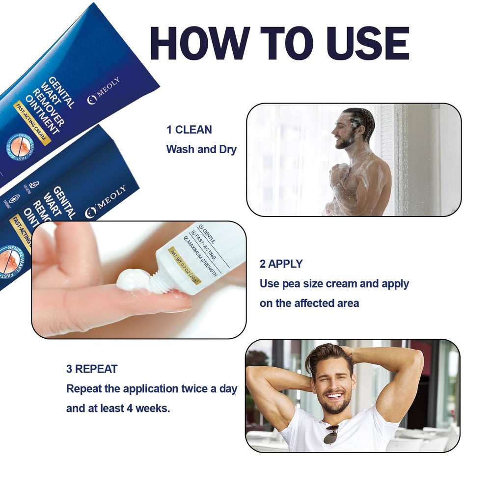 MEOLY Genital Wart Remover Cream packaging box for discreet shopping.