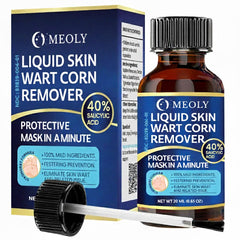 MEOLY Wart Remover bottle closeup showing 40% salicylic acid for targeted treatment.