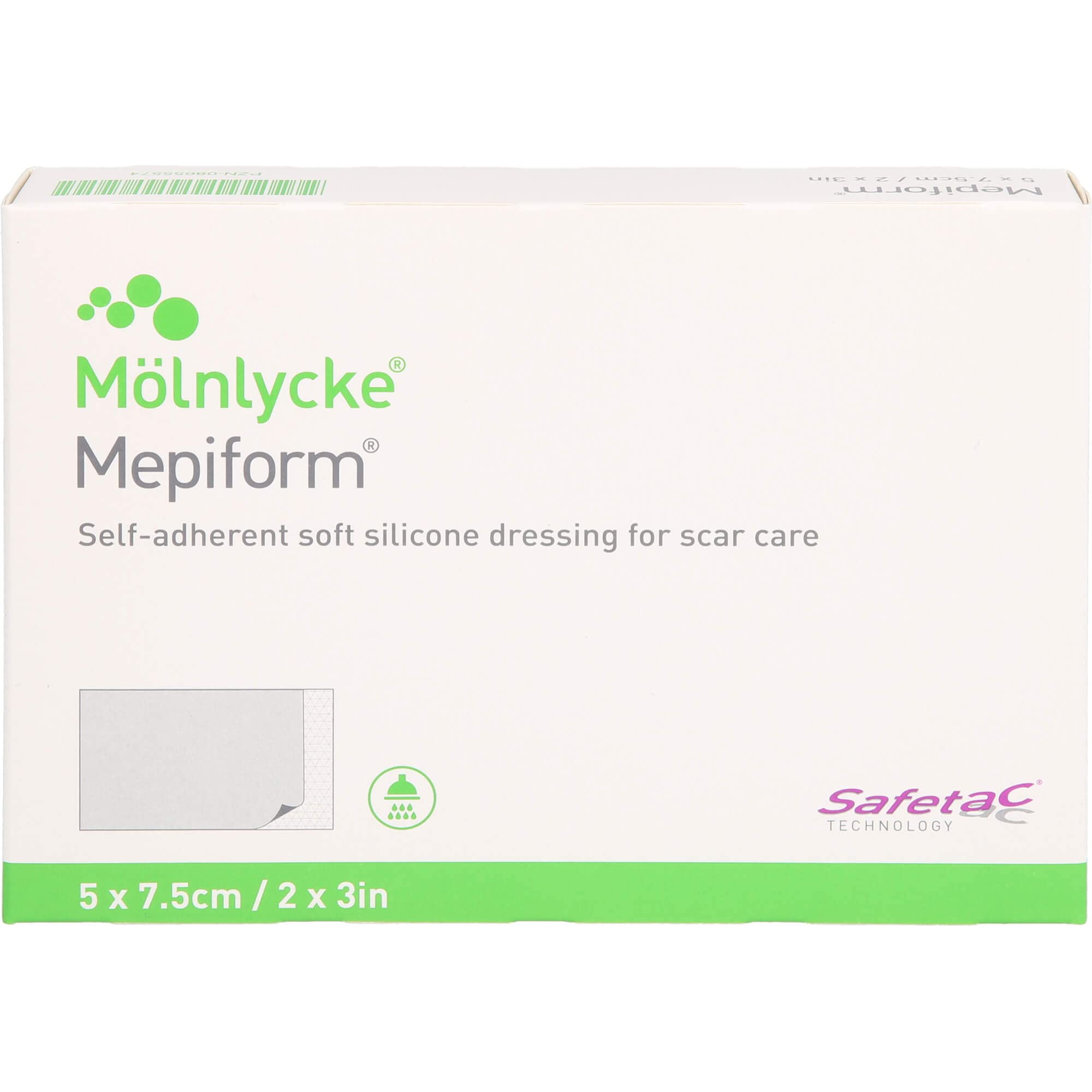 Mepiform 5x7.5 cm bandage on skin for scar care, discreet wear