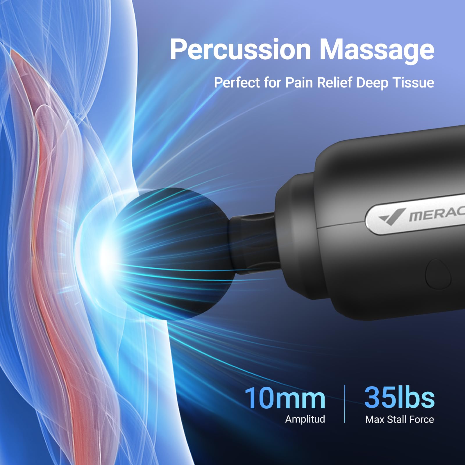 MERACH M019 massage gun reaches up to 3200 rpm for powerful percussion