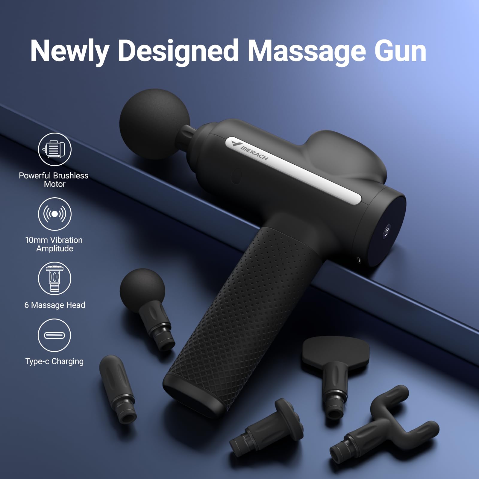 MERACH M019 six heads provide targeted deep-tissue relief options