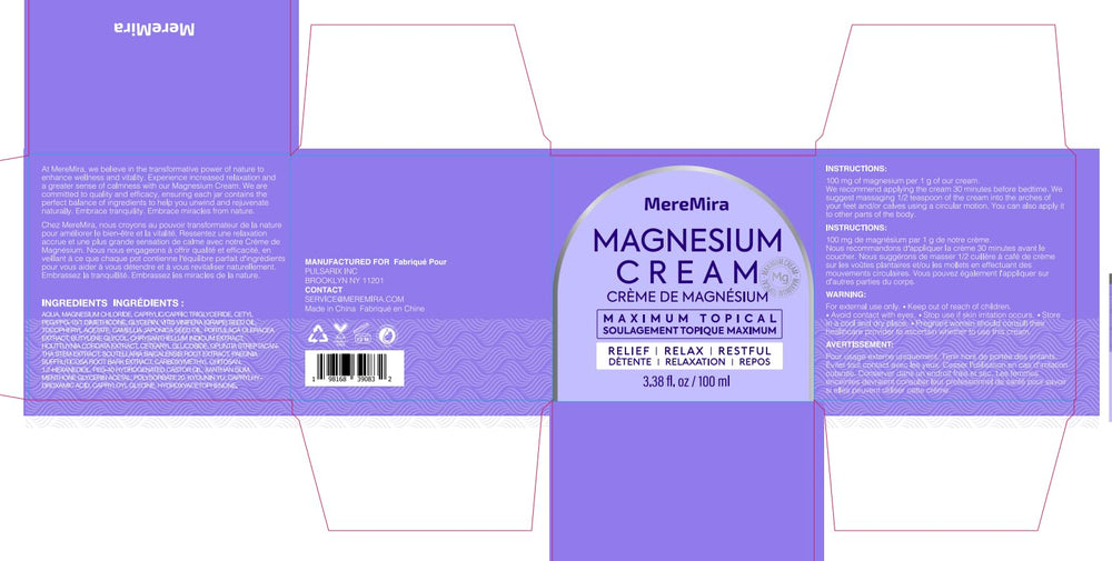 Bottle angle of MereMira Magnesium Cream for convenient bedtime use.