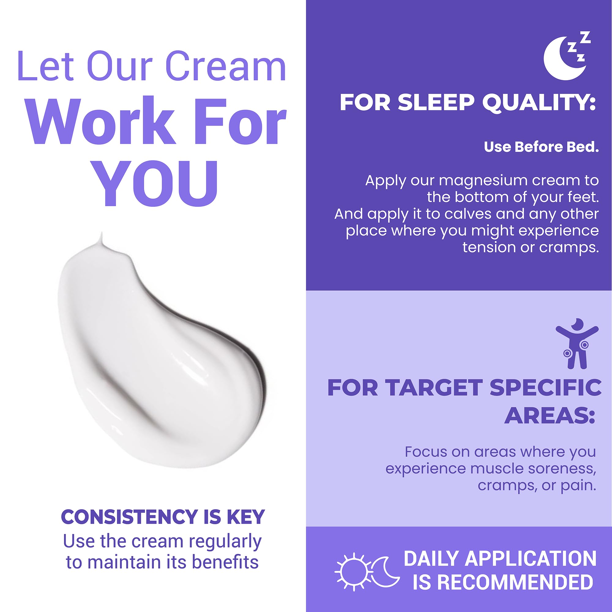 Targeted cramps relief with MereMira Magnesium Cream during massage.
