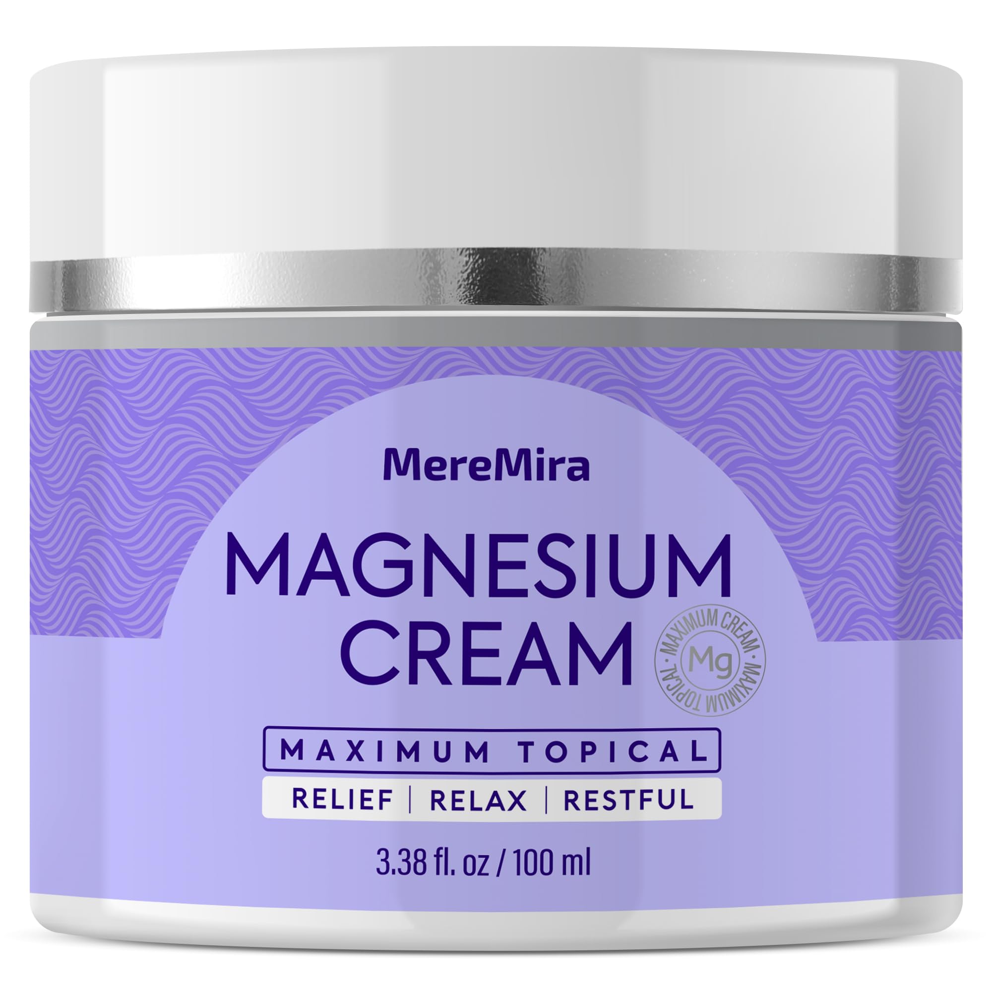MereMira Magnesium Cream bottle showing sleep support and relaxation benefits.