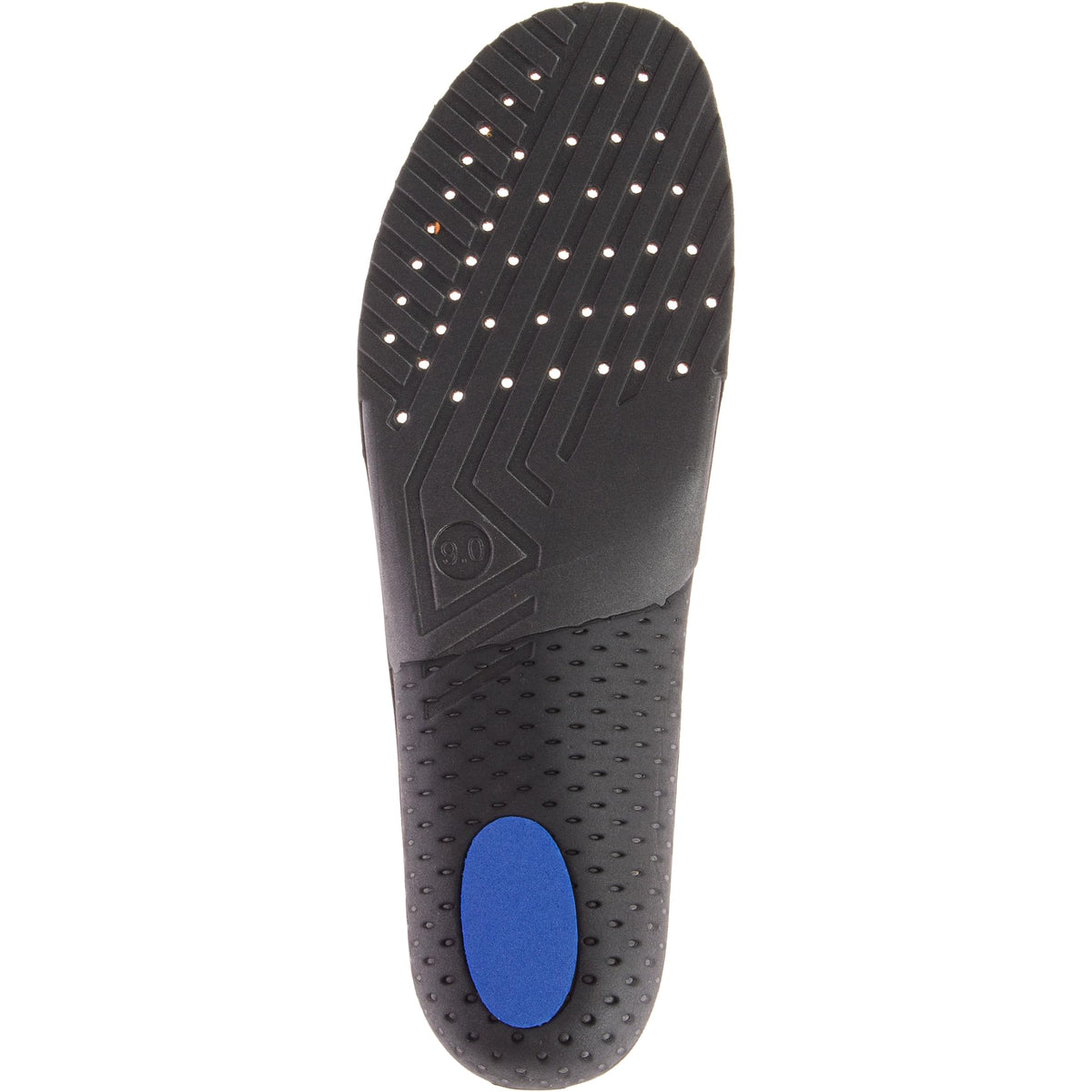 Merrell Kinetic Fit heel cup enhances stability and reduces fatigue during activity.