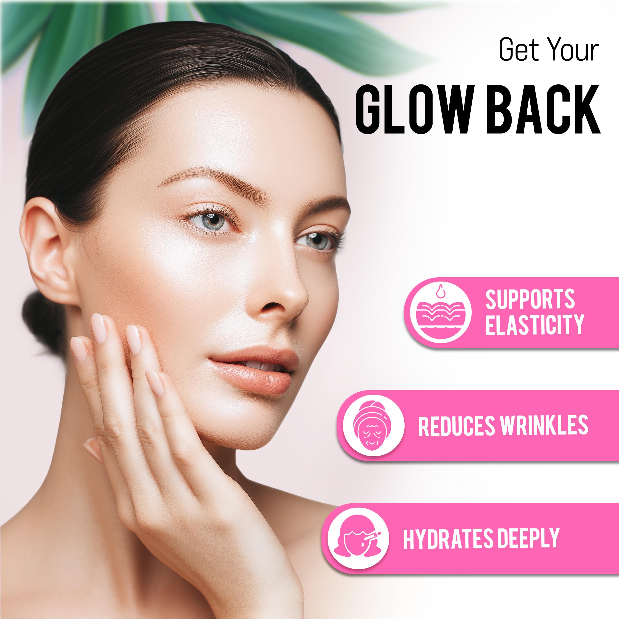 MERRY VITA collagen blend visual representing types I–X with vitamin C and biotin.