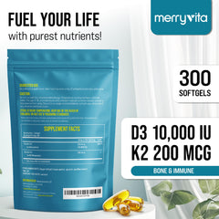 MERRY VITA D3 K2 softgels triple-layer pouch highlights value