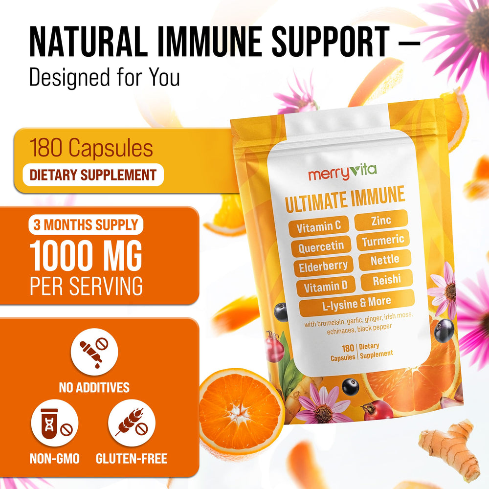 MERRY VITA immune-boost ingredients with rose hips and elderberry close view
