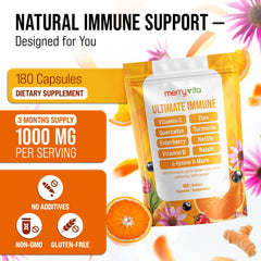 MERRY VITA immune-boost ingredients with rose hips and elderberry close view