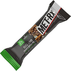 Nutrition facts for Met-Rx Big100 Apple Pie bar highlighting high protein content.