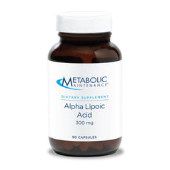 Metabolic Maintenance Alpha Lipoic Acid bottle on counter showing daily antioxidant support