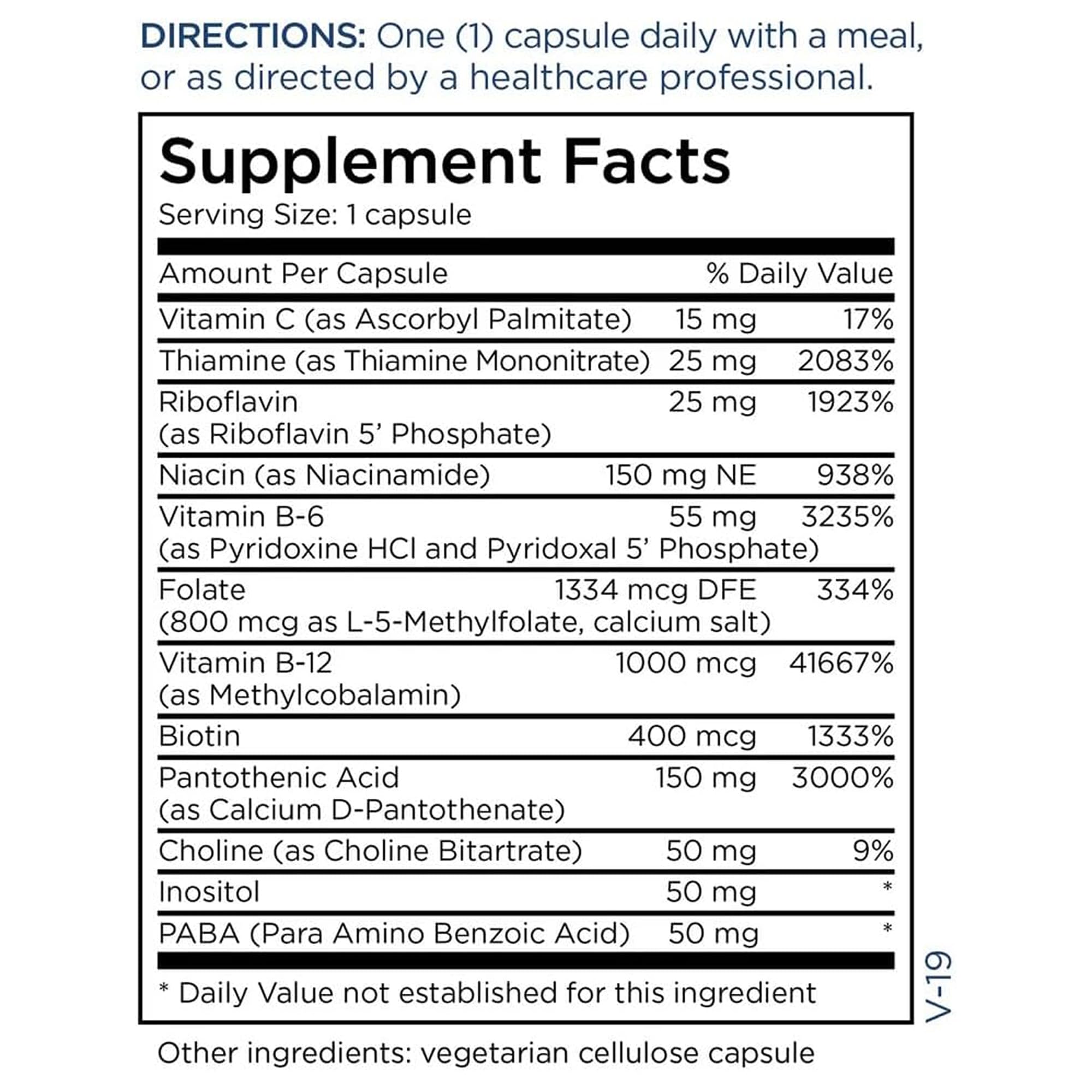 Metabolic Maintenance B-Complex front label emphasizing product details