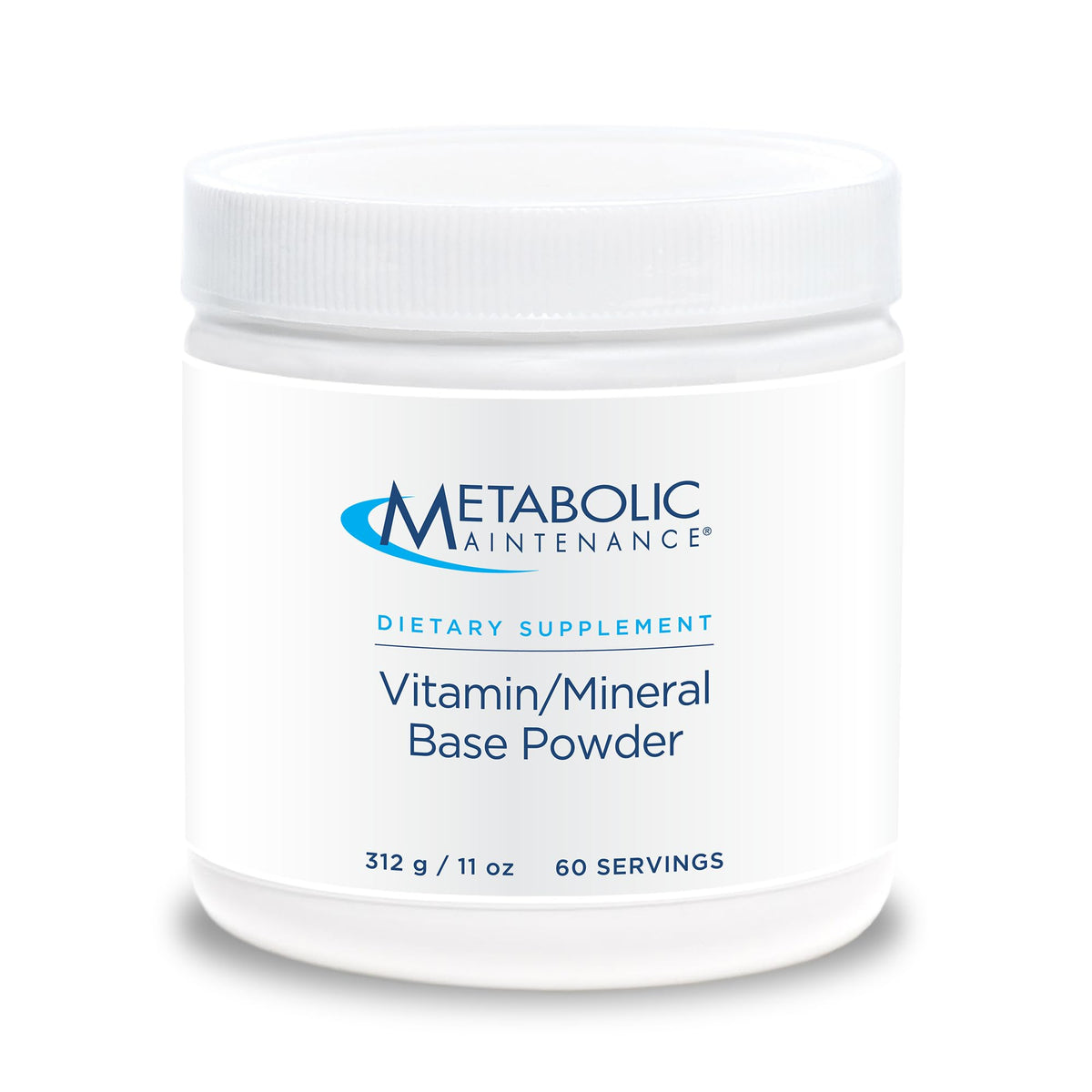 Metabolic Maintenance base powder bottle shown, supports daily wellness with a convenient drinkable multivitamin.
