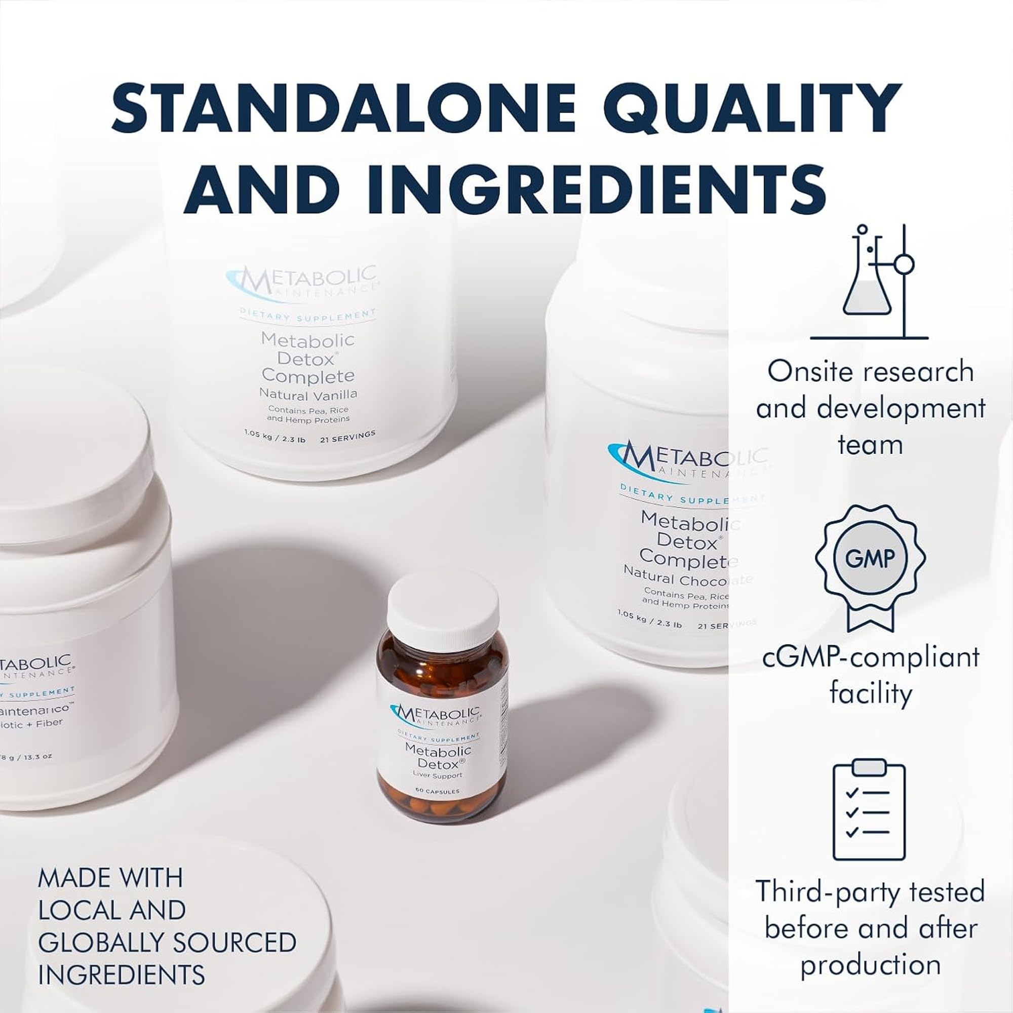 Front label of Metabolic Maintenance DIM Complex highlights key ingredients and purity