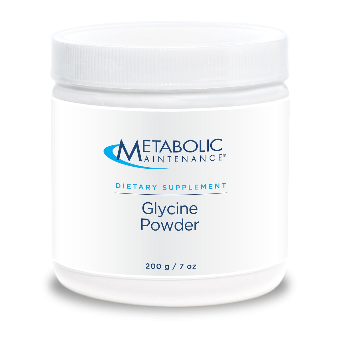 Metabolic Maintenance Glycine Powder bottle on shelf, promoting calm support and mobility.