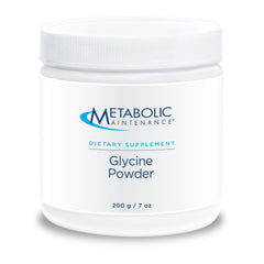 Metabolic Maintenance Glycine Powder bottle on shelf, promoting calm support and mobility.