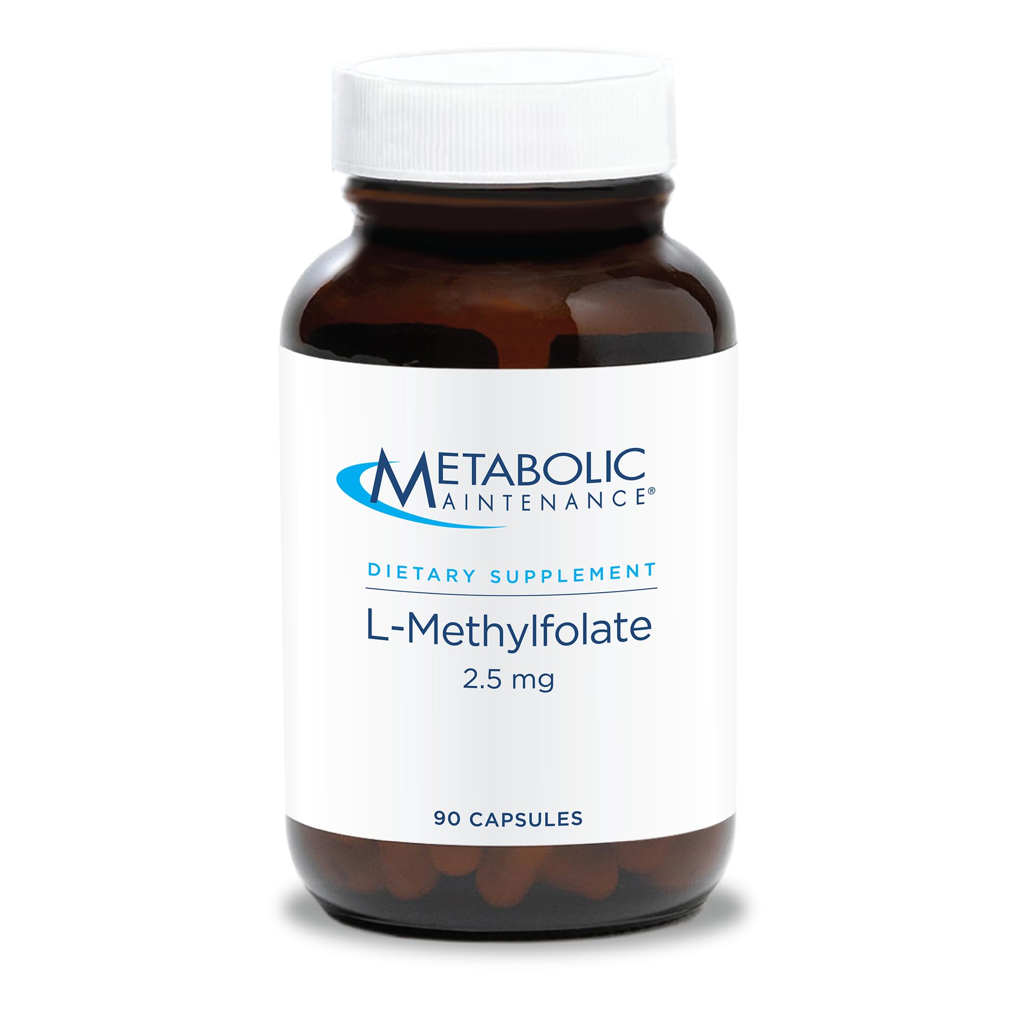 Metabolic Maintenance L-Methylfolate bottle front showing pure B9 for brain support